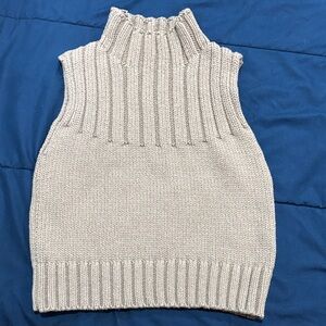 Zara Sleeveless Taupe Turtleneck Knit Vest